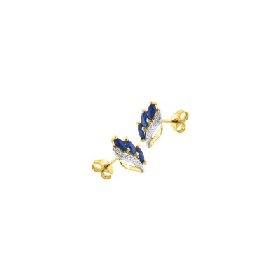 Boucles d'oreilles en or jaune et saphir