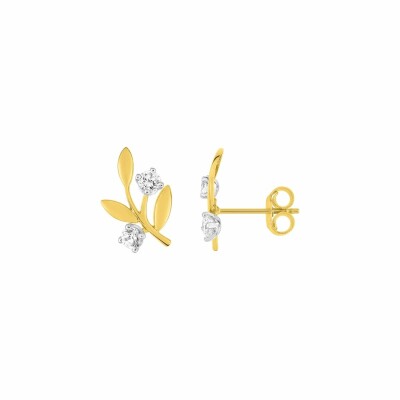 Boucles d'oreilles en or jaune et oxyde de zirconium