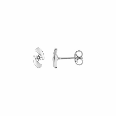 Boucles d'oreilles en or blanc et oxyde de zirconium