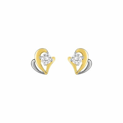 Boucles d'oreilles en or jaune et oxyde de zirconium