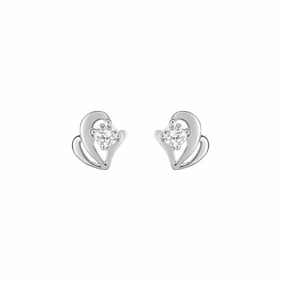 Boucles d'oreilles en or blanc et oxydes de zirconiums