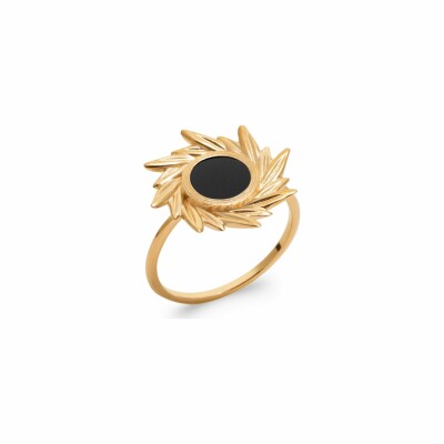 Bague en plaqué or et agate noire