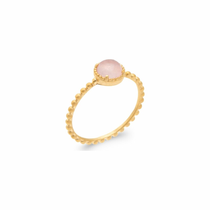 Bague en plaqué or et quartz rose