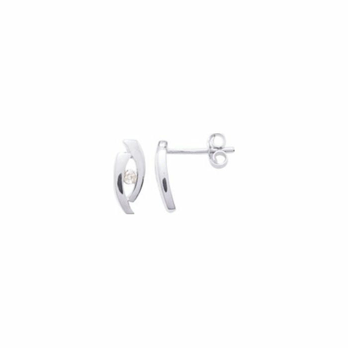 Boucles d'oreilles clous en or blanc et oxydes de zirconium