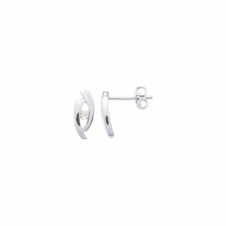 Boucles d'oreilles clous en or blanc et oxydes de zirconium