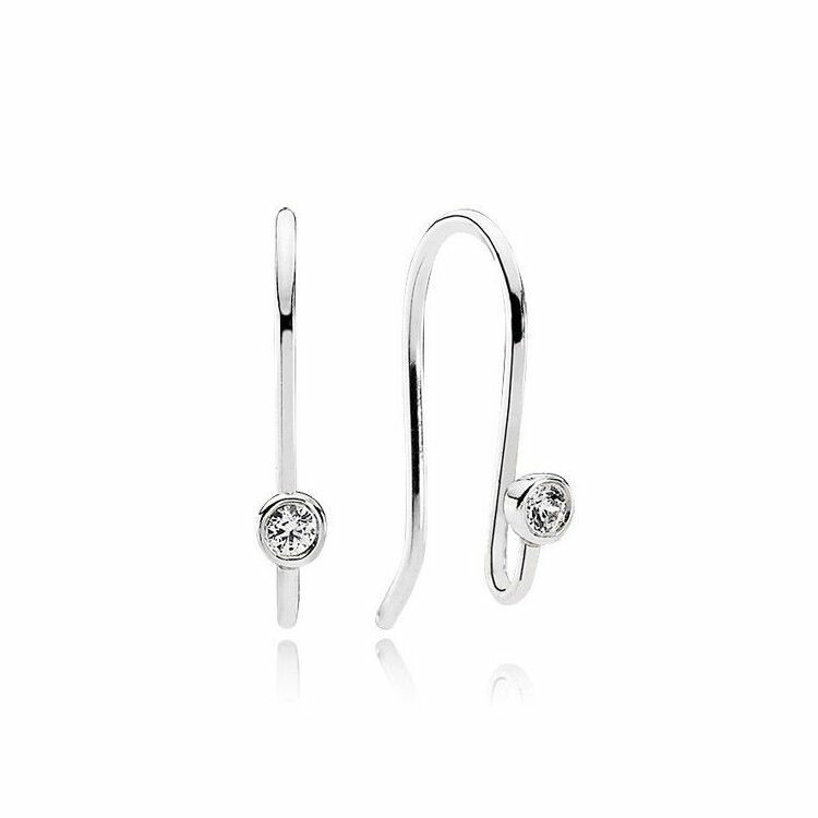 Crochets d'oreilles Pandora en argent et oxyde de zirconium