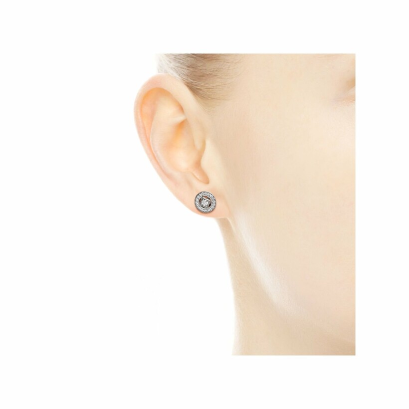 Boucles d'oreilles clous Pandora Timeless cercle vintage en argent et oxyde de zirconium