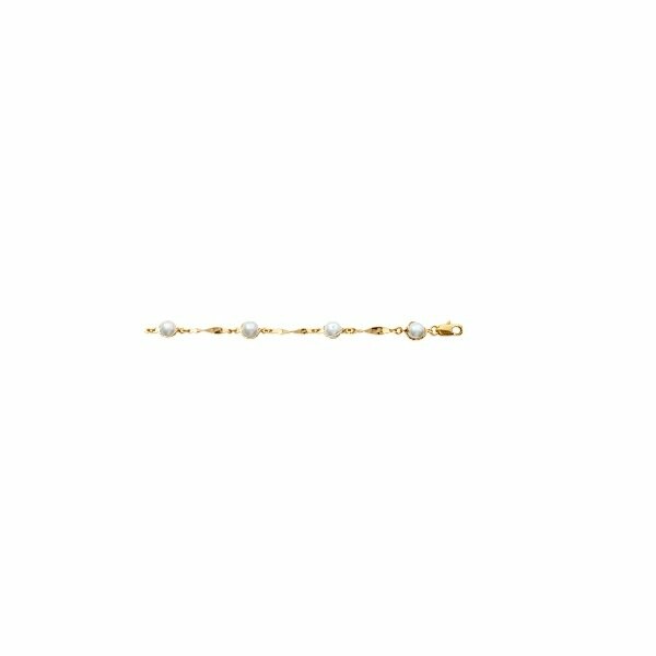 Bracelet en plaqué or et perles d'imitation, 18cm