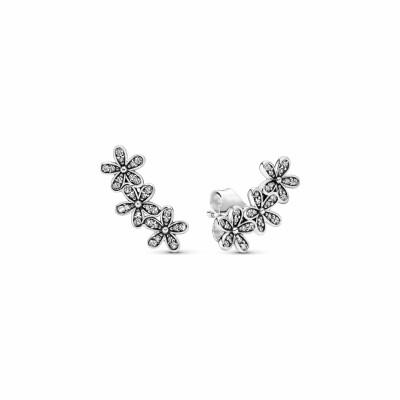 Boucles d'oreilles clous Pandora Garden marguerite en argent et oxyde de zirconium