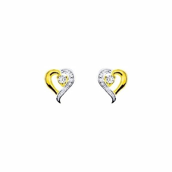 Boucles d'oreilles clous en or jaune et diamants pastillés 0.008ct