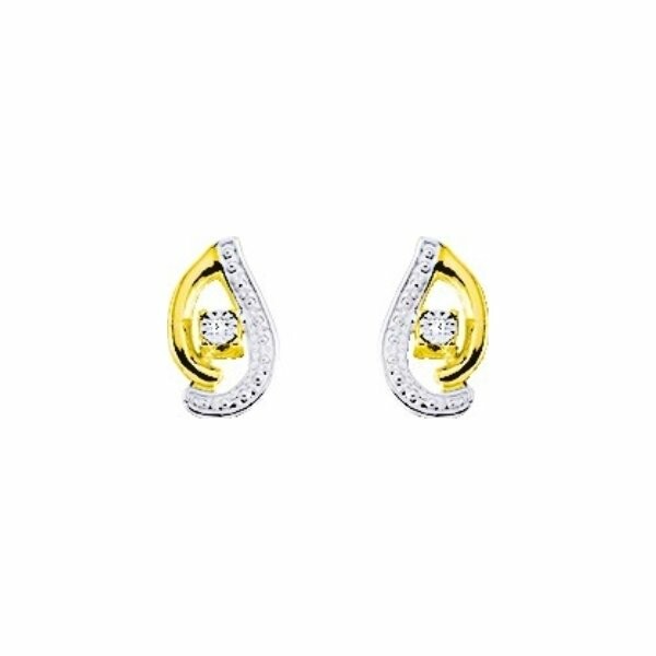 Boucles d'oreilles en or jaune, rhodium et oxyde de zirconium