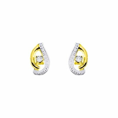 Boucles d'oreilles en or jaune, rhodium et oxyde de zirconium