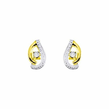 Boucles d'oreilles en or jaune, rhodium et oxyde de zirconium