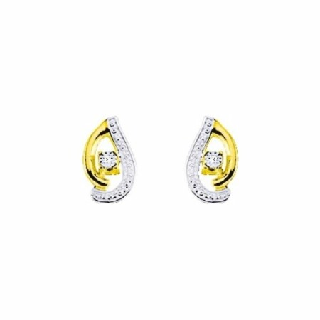 Boucles d'oreilles clous en or jaune et diamants pastillés 0.008ct