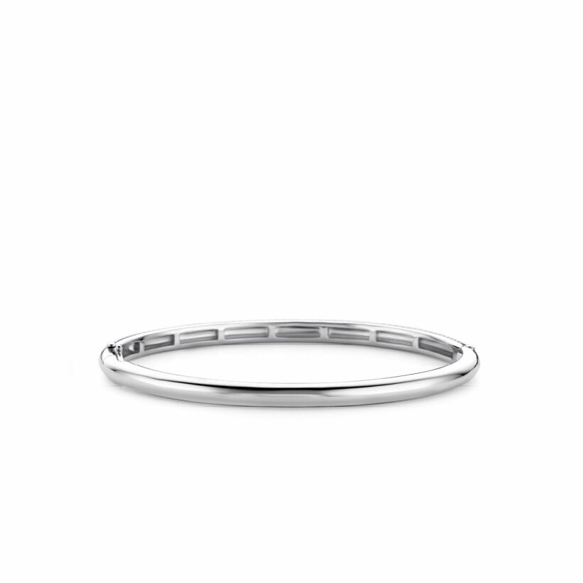 Bracelet jonc Ti Sento en argent rhodié noir, motif natté