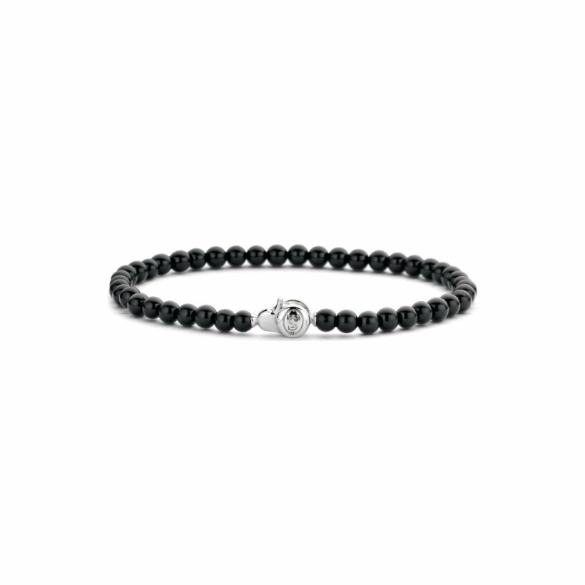 Bracelet Ti Sento en argent rhodié et pierre synthétique noire