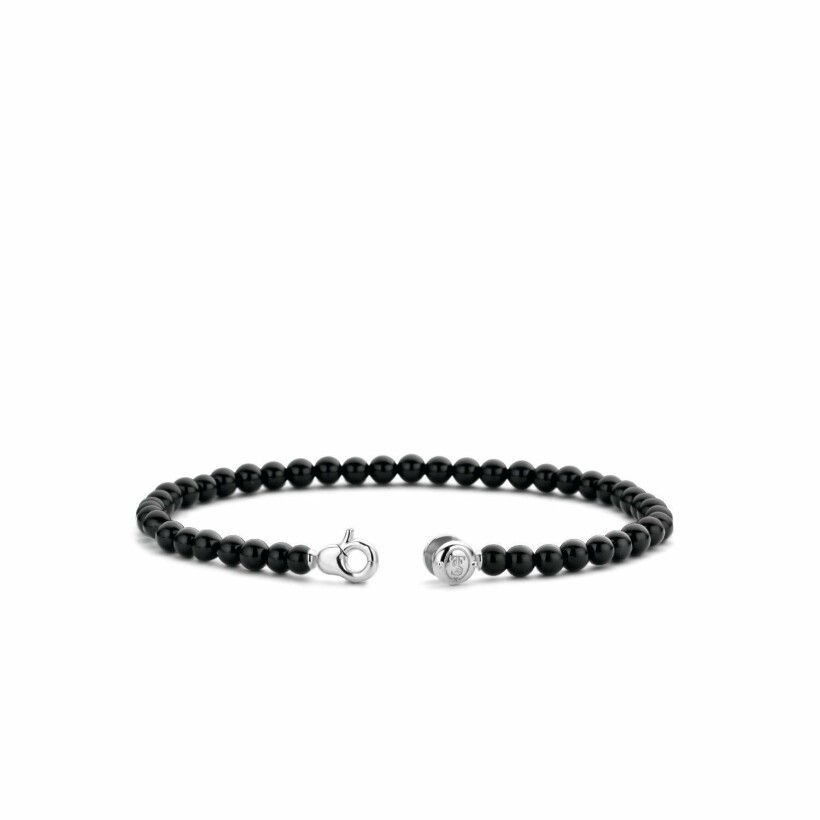 Bracelet Ti Sento en argent rhodié et pierre synthétique noire