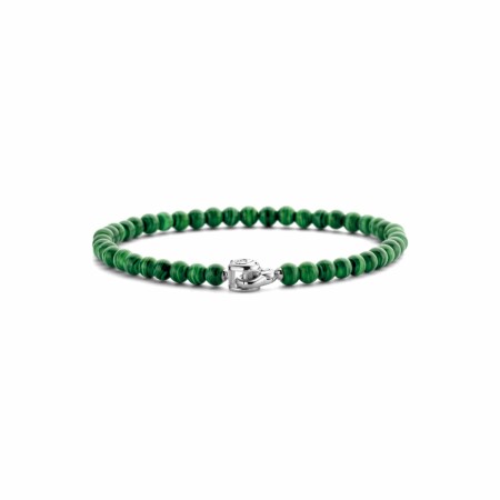 Bracelet Ti Sento en argent rhodié et pierre synthétique vert malachite