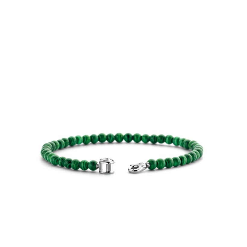 Bracelet Ti Sento en argent rhodié et pierre synthétique vert malachite