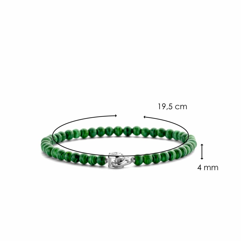 Bracelet Ti Sento en argent rhodié et pierre synthétique vert malachite