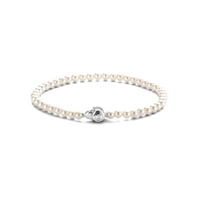 Bracelet Ti Sento en argent plaqué platine et perles, taille S