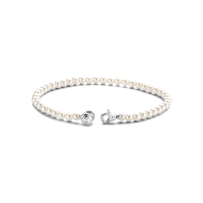Bracelet Ti Sento en argent plaqué platine et perles, taille S