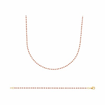 Collier en plaqué or et résine, 42cm