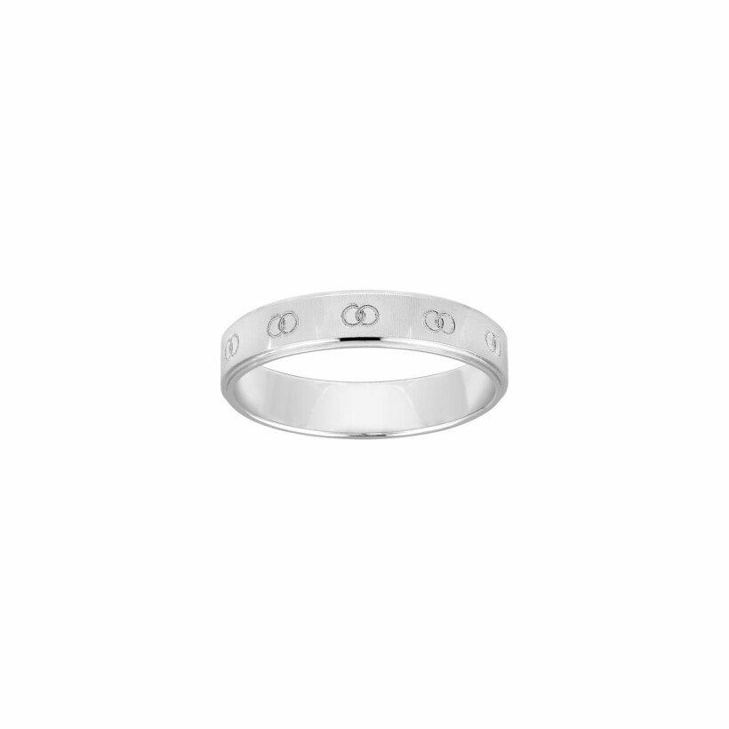 Alliance fantaisie en or blanc, 4mm