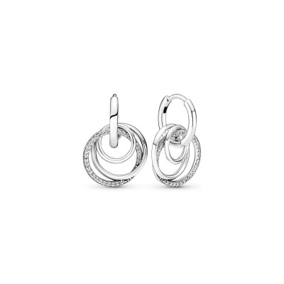 Boucles d'oreilles créoles Pandora Cercles Ma Famille Pour Toujours en argent