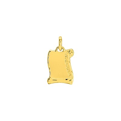 Pendentif à graver parchemin lisse en or jaune, petit modèle