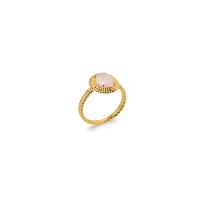 Bague en plaqué or et quartz rose