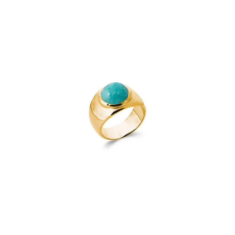 Bague en plaqué or et amazonite