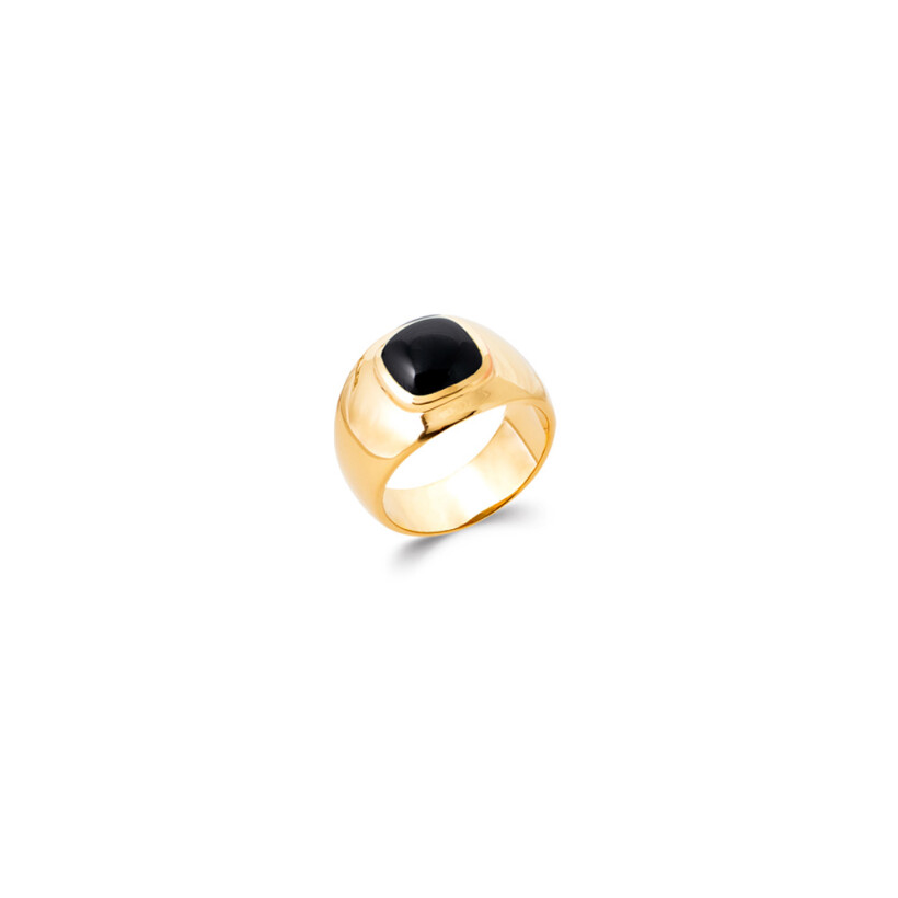 Bague en plaqué or et onyx