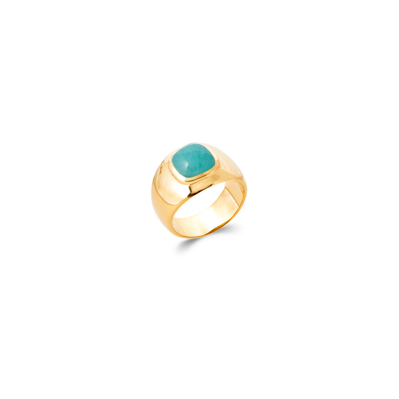 Bague en plaqué or et amazonite