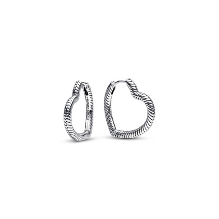 Boucles d'oreilles créoles Pandora Moments à Charms Cœur en argent 