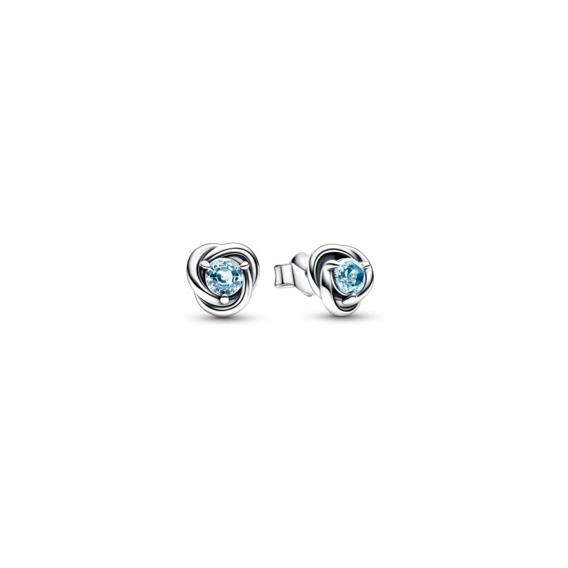 Boucles d'oreilles Pandora Moments Cercle Éternité Bleu Azur en argent 