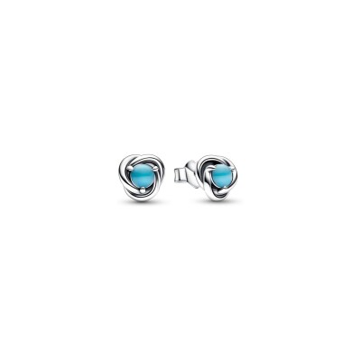 Boucles d'oreilles Pandora Moments Cercle Éternité Bleu Turquoise en argent