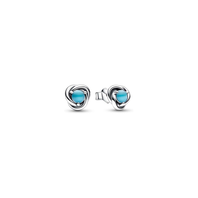 Boucles d'oreilles Pandora Moments Cercle Éternité Bleu Turquoise en argent