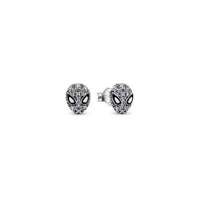 Boucles d'oreilles Marvel X Pandora Pavés Masque De Spider-man en argent 