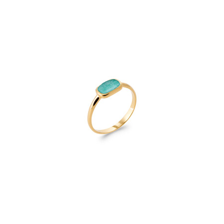 Bague en plaqué or et amazonite