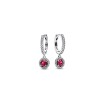 Boucles d'oreilles créoles Pandora Timeless Scintillantes Rondes Rouges en argent 