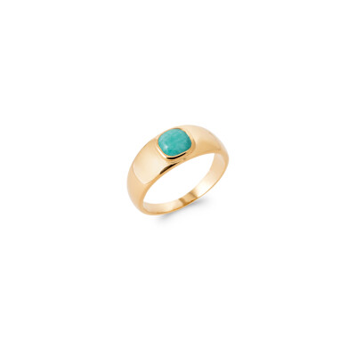 Bague en plaqué or et amazonite