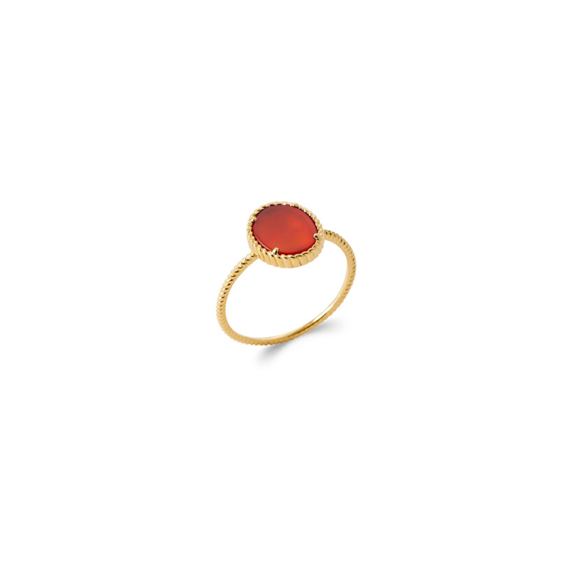 Bague en plaqué or et agate rouge