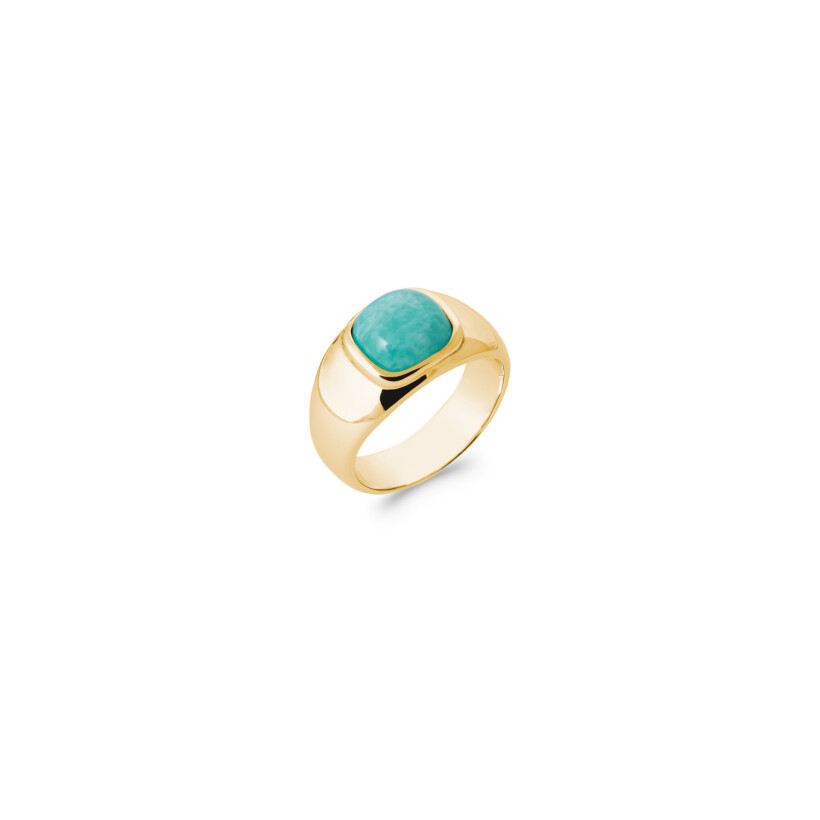 Bague en plaqué or et amazonite