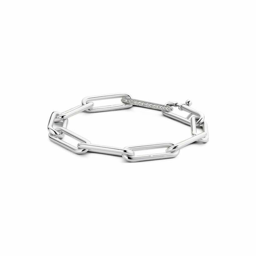 Bracelet Ti Sento en argent, grandes mailles rectangulaires