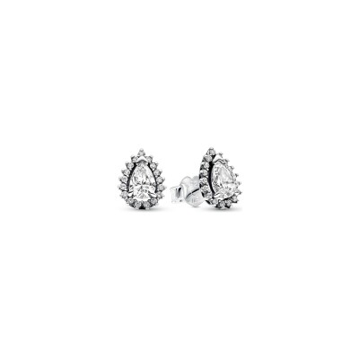 Boucles d'oreilles Pandora Halo Poires Scintillantes en argent