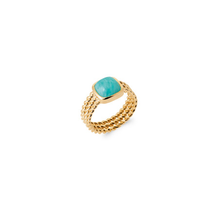 Bague en plaqué or et amazonite