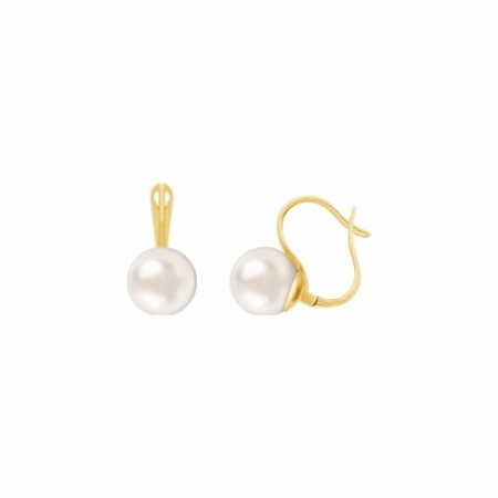 Boucles d'oreilles en or jaune et perle d'eau douce