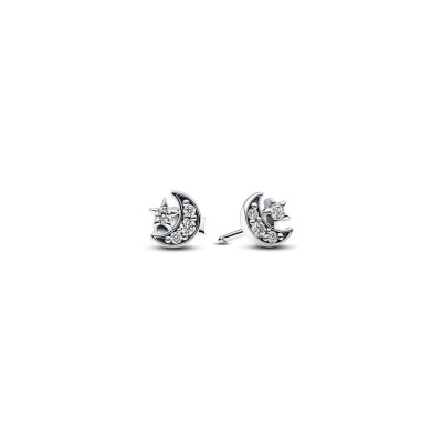 Boucles d'oreilles Pandora Lunes et Étoiles Scintillantes en argent