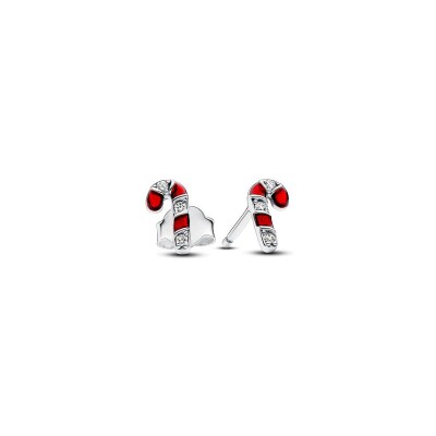 Boucles d'oreilles Pandora Sucre d'orge Rouge Scintillant en argent